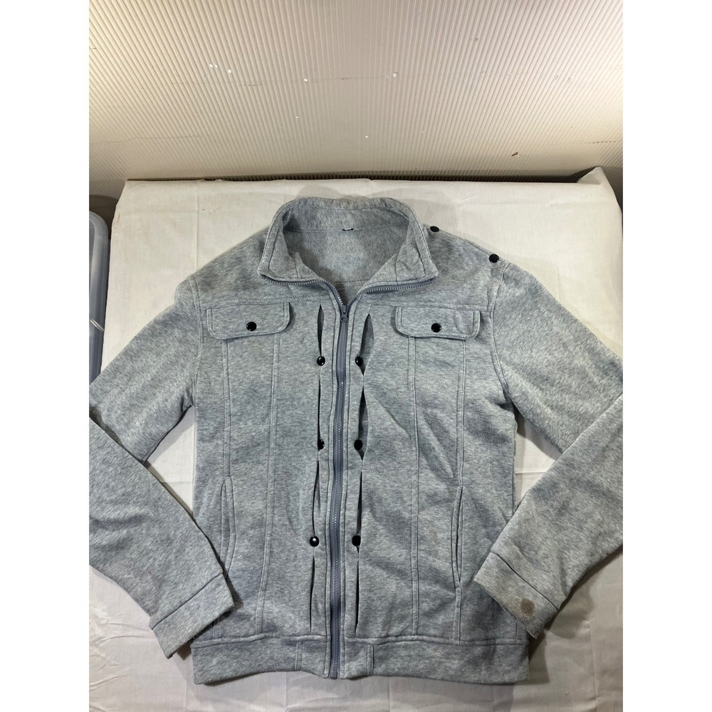 Activewear Zip Up Jacket Gray‎ Soft Athleisure Casual Full Zip Mock Neck
